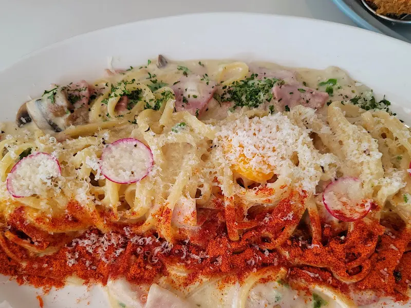 키치키치다이닝의 청양 베이컨 파스타