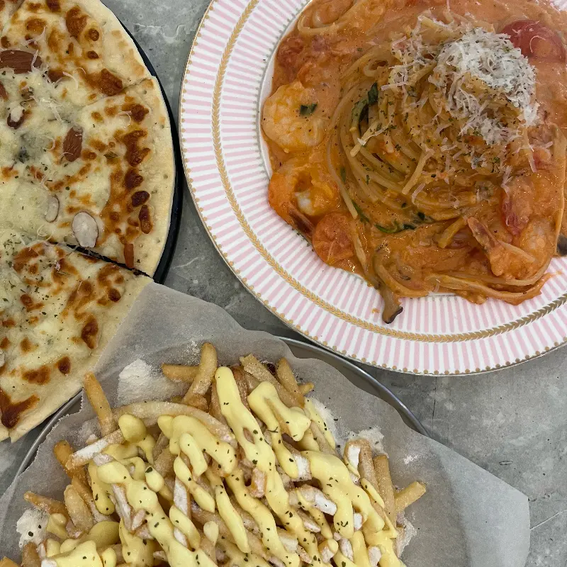 피자, 파스타, 감자튀김