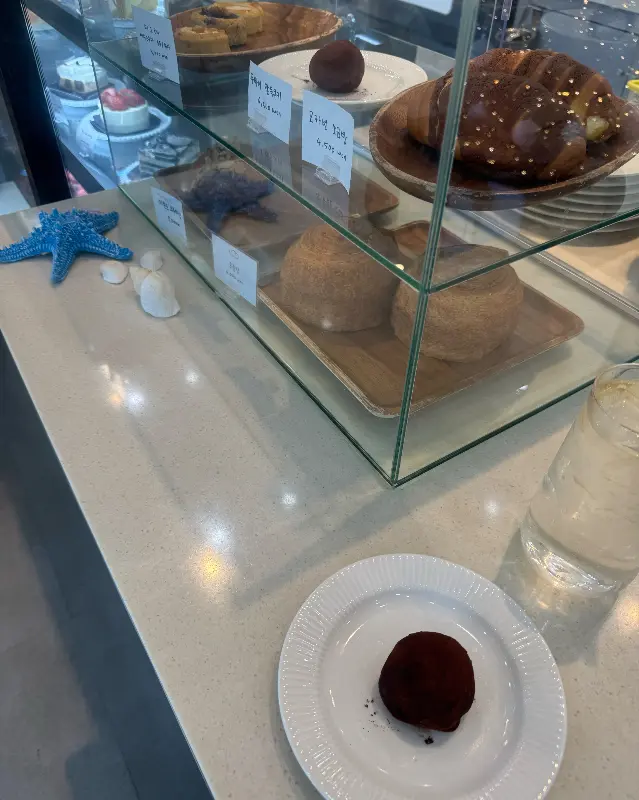 쇼케이스 안에 진열된 다양한 디저트