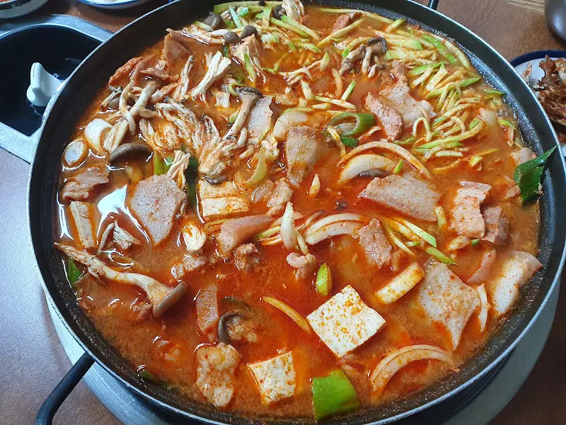 항정살애호박국의 클로즈업