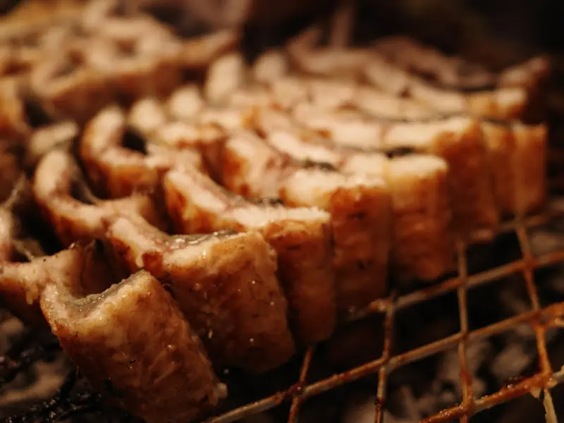 노릇하게 구워진 장어 단면