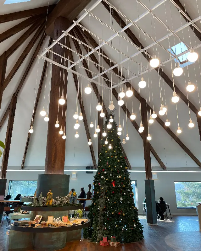 카페 내부의 샹들리에