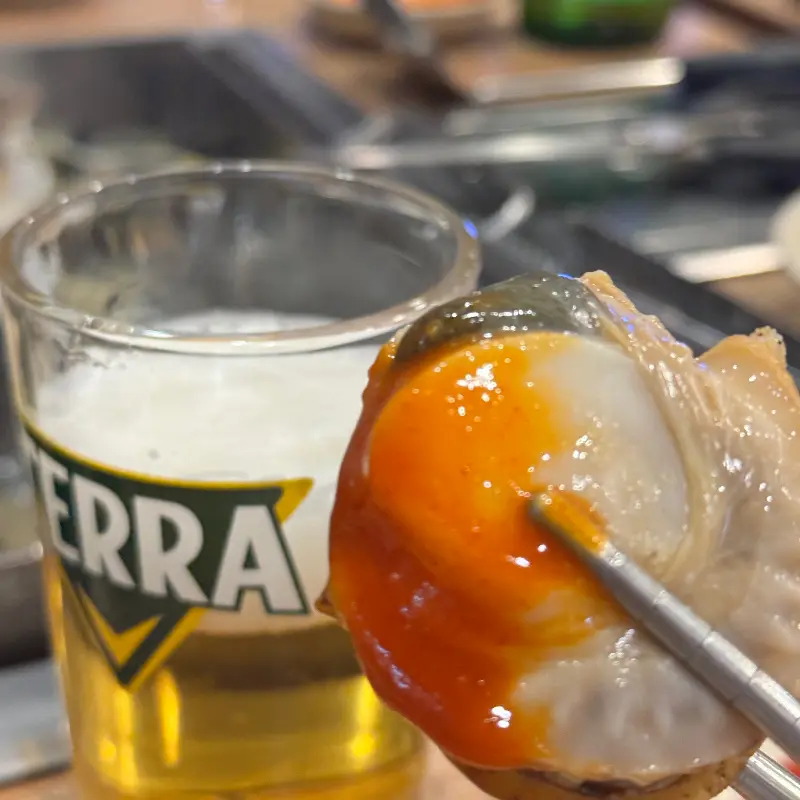 시원한 맥주와 조개