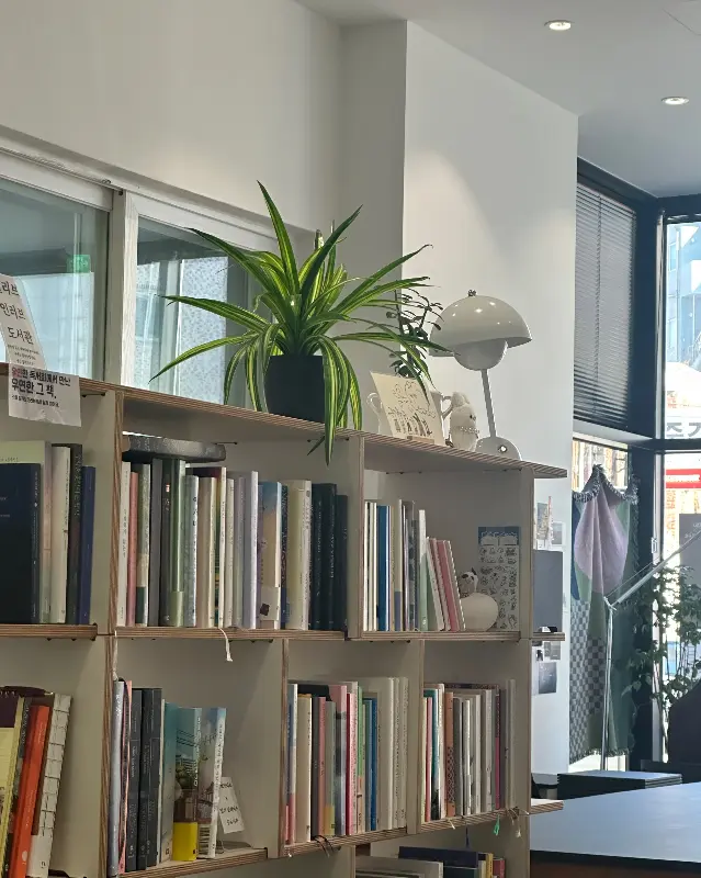 카페 내부 책장