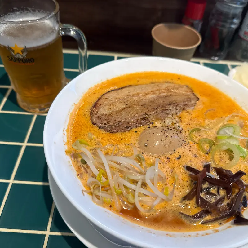 미소 콘버터 라멘과 맥주