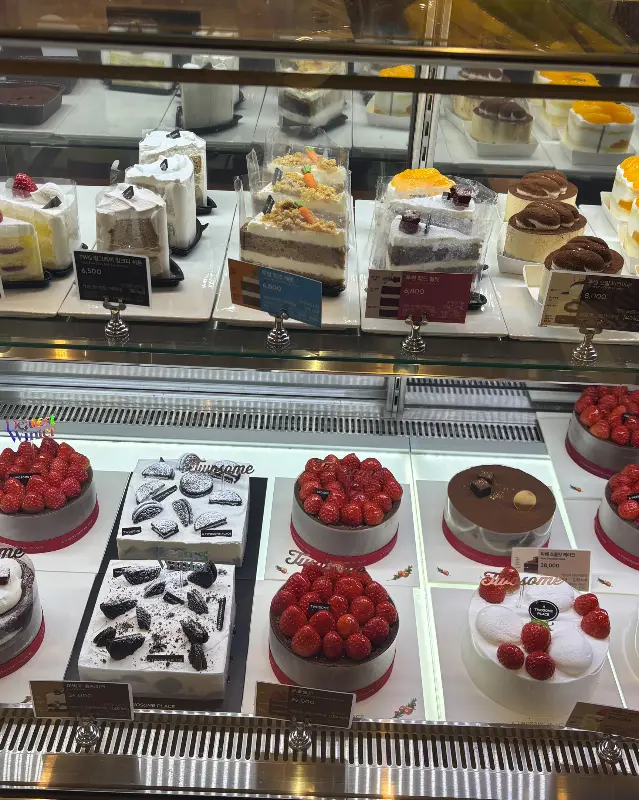 쇼케이스 가득 채워진 케이크 조각들