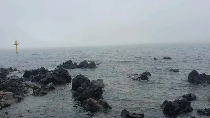 주전 바다의 아름다운 석양