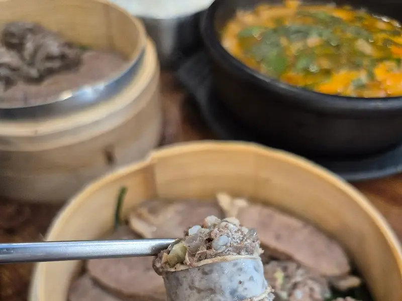 토종 순대 클로즈업