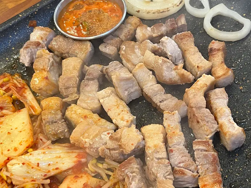 클로즈업한 삼겹살