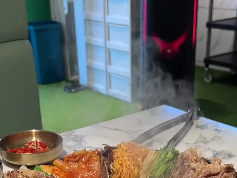 차돌박이 굽는 모습