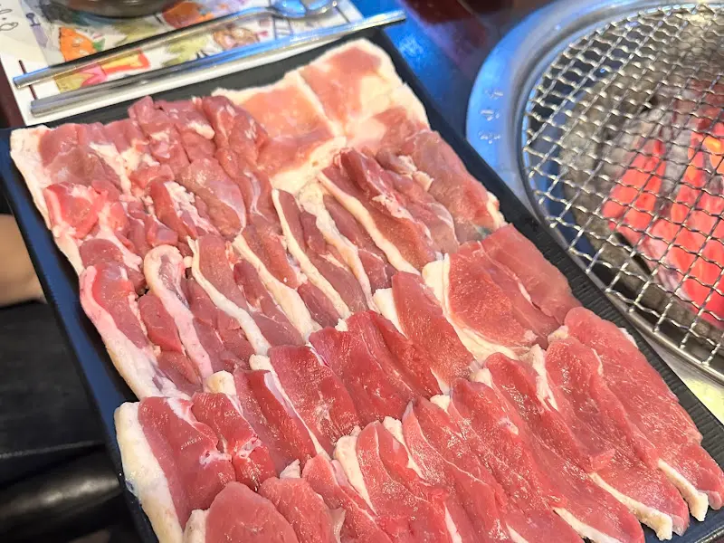 숯불과 오리고기