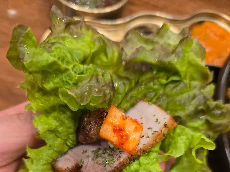 튀김 삼겹살 쌈