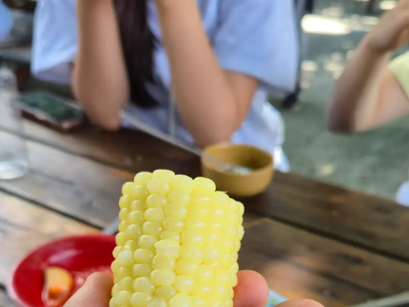 옥수수를 들고 있는 모습
