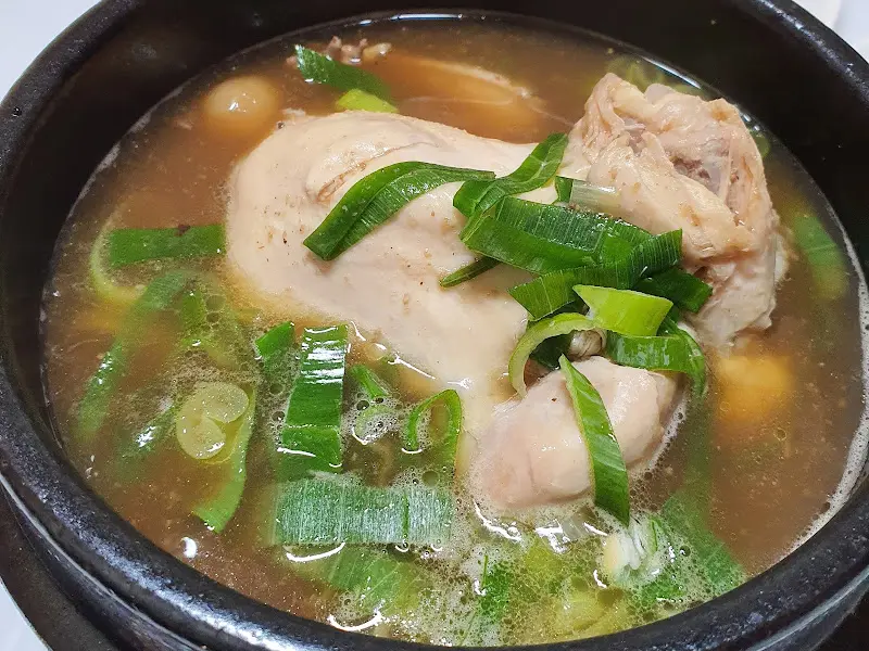 삼계탕의 닭고기 클로즈업