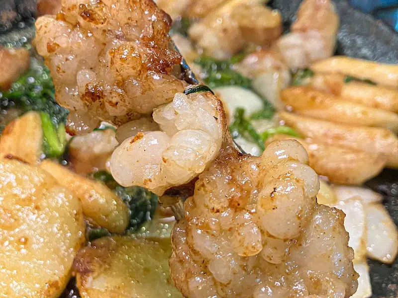 클로즈업된 곱창