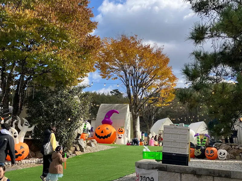 할로윈 장식으로 꾸며진 양주르 야외 풍경