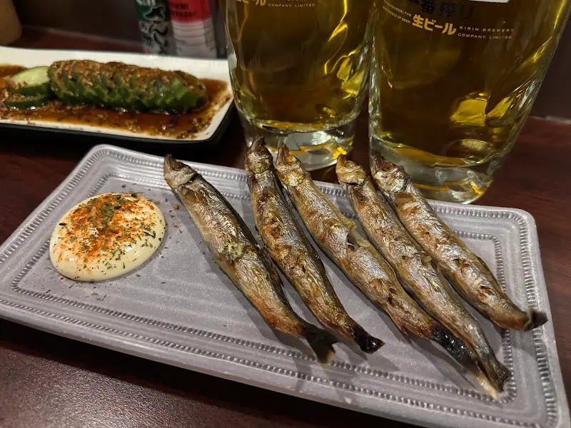 시샤모 구이와 맥주