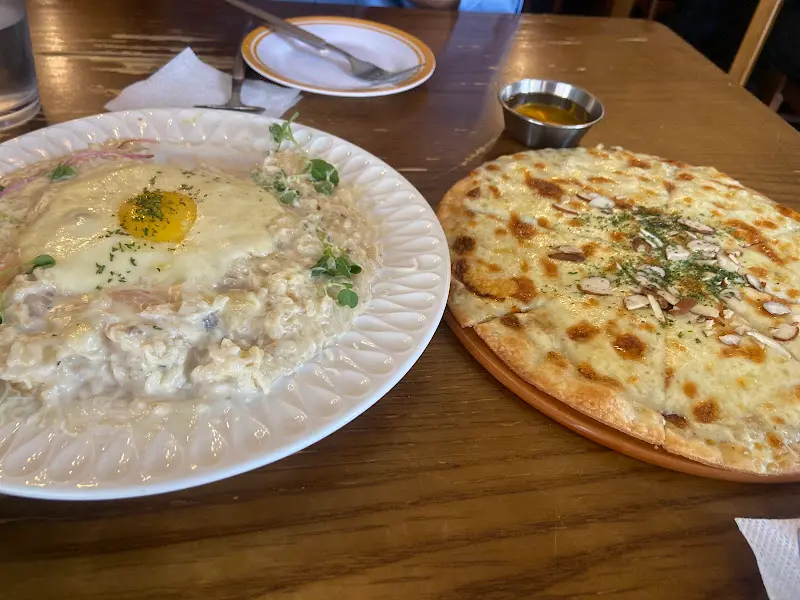 쉬림프 크림 리조또와 고구마 베이컨 피자