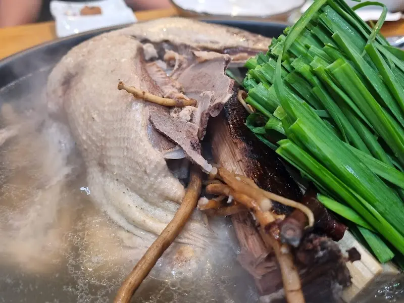 오리 머리가 통째로 들어간 오리 백숙