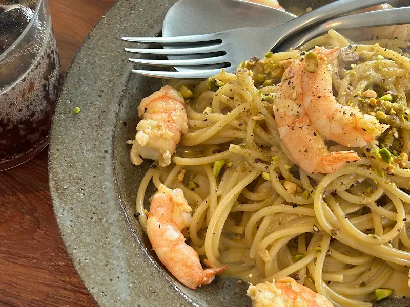 새우 파스타 근접샷