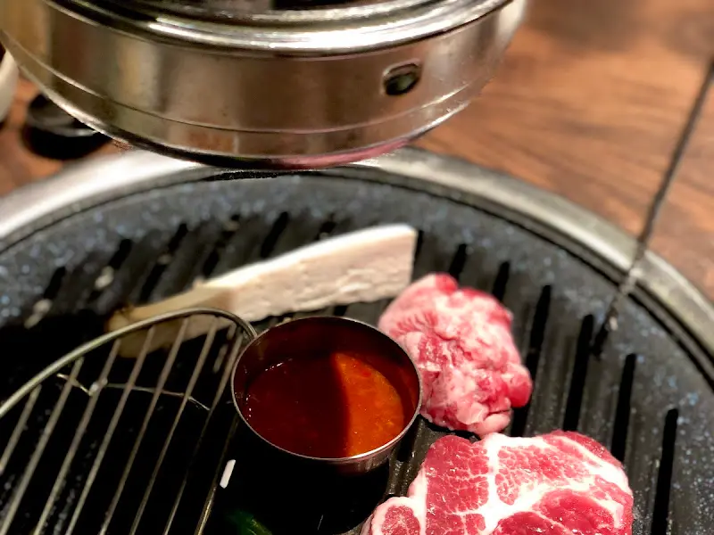 숯불 위에서 익어가는 고기