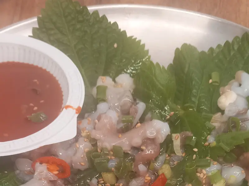 연희네 포차의 산낙지 탕탕이 클로즈업