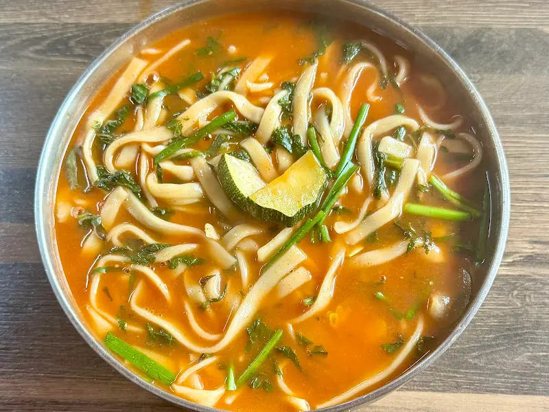 손칼국수의 클로즈업