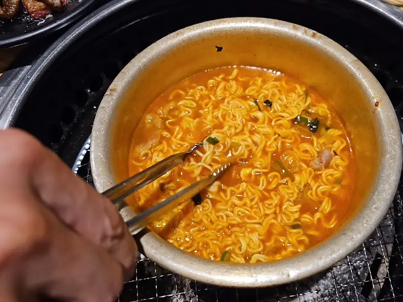 한우 라면 근접샷