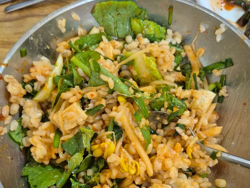 보리밥 비빔밥의 클로즈업