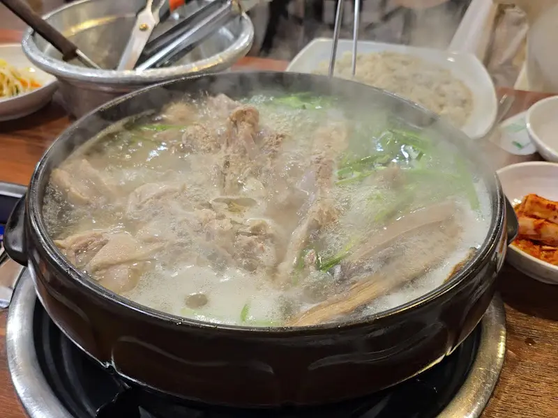 보글보글 끓고 있는 약오리백숙