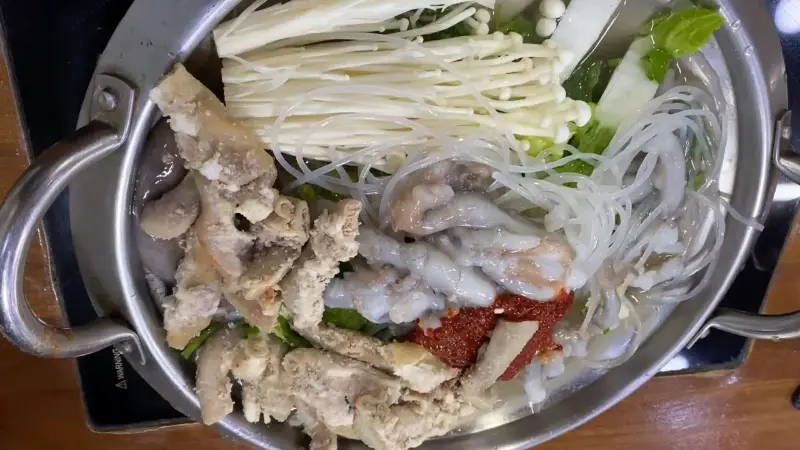 곱창, 낙지, 야채, 당면