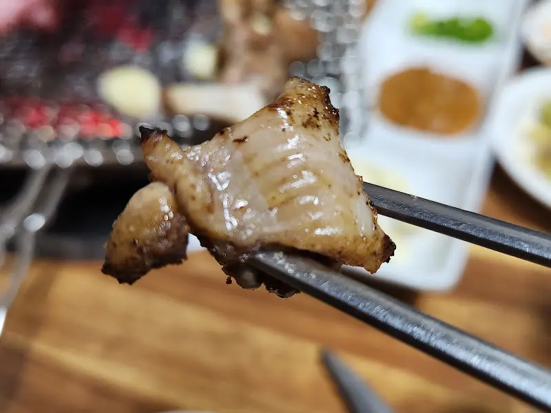 젓가락으로 집어 올린 꼼장어