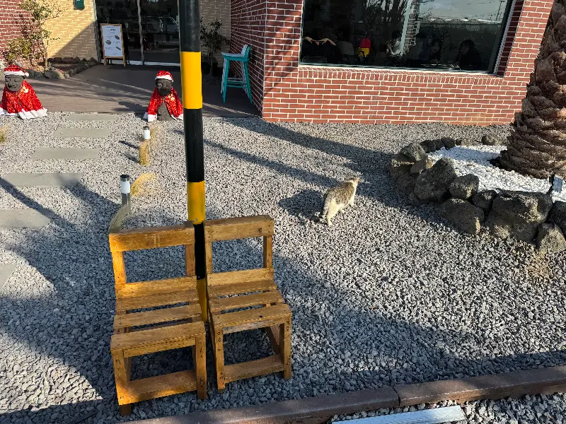 카페 외부 기찻길 포토존