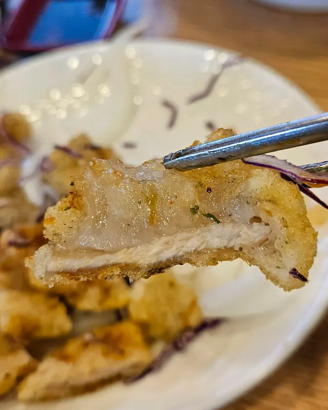 타이짬뽕 탕수육 고기 단면