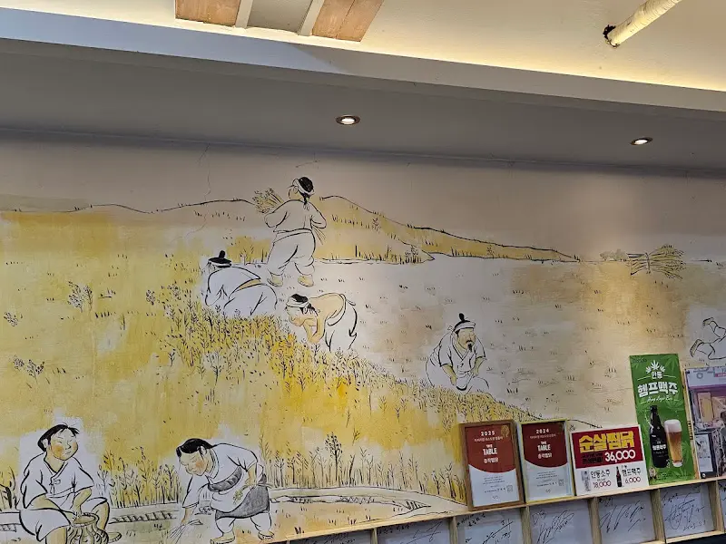총각찜닭 내부 벽화