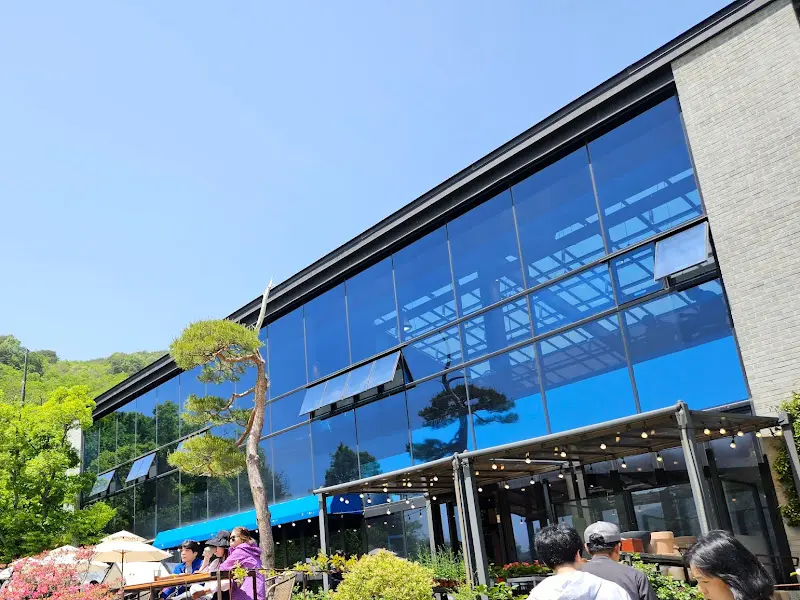 통유리창으로 보이는 지리산 풍경