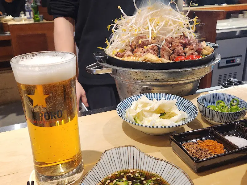 시원한 맥주와 양고기 한 상