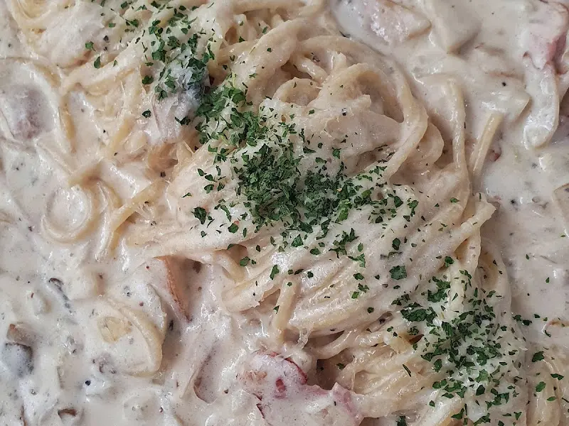 크림 파스타 근접샷