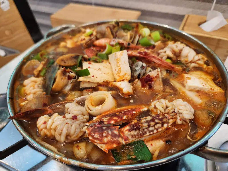 해물된장찌개의 클로즈업 샷