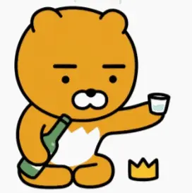 술 한잔을 기울이는 캐릭터