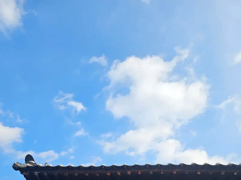 파란 하늘과 기와지붕