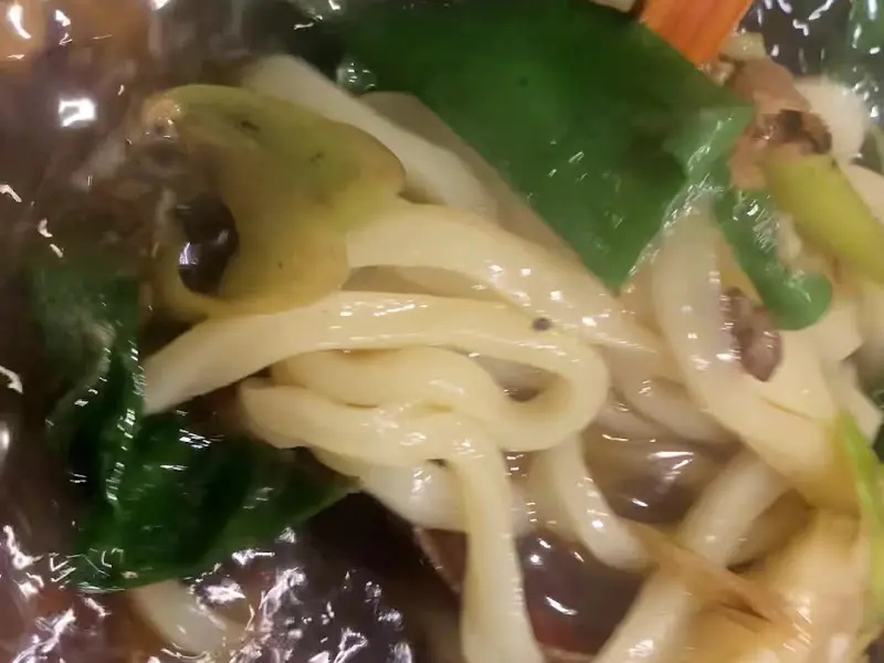 우동 면발 클로즈업