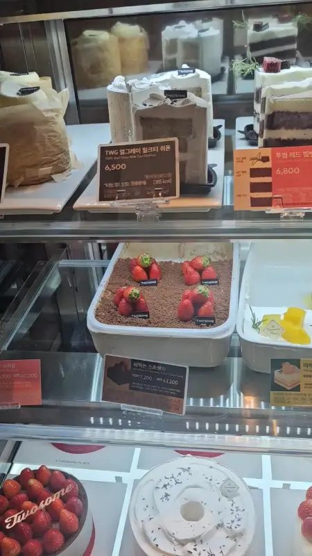 쇼케이스 안을 가득 채운 케이크들