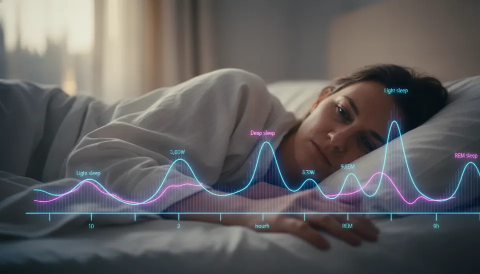 90분 주기의 수면 사이클 그래프와 렘수면 및 비렘수면의 파동을 보여주는 수면 위생 가이드 인포그래픽