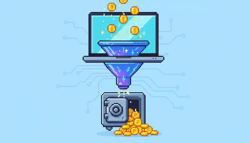 디지털 깔때기를 통해 유입된 고객이 최종적으로 수익을 창출하는 과정을 시각화한 자동화 수익화 로드맵 구조도