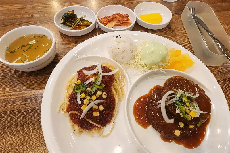 함박스테이크+스파게티 세트