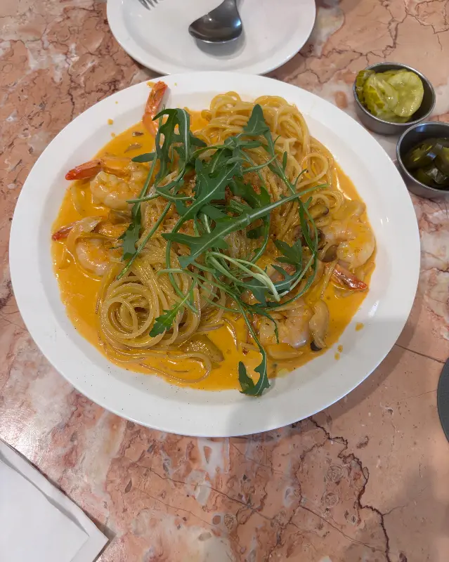 쉬림프 투움바 파스타의 먹음직스러운 자태