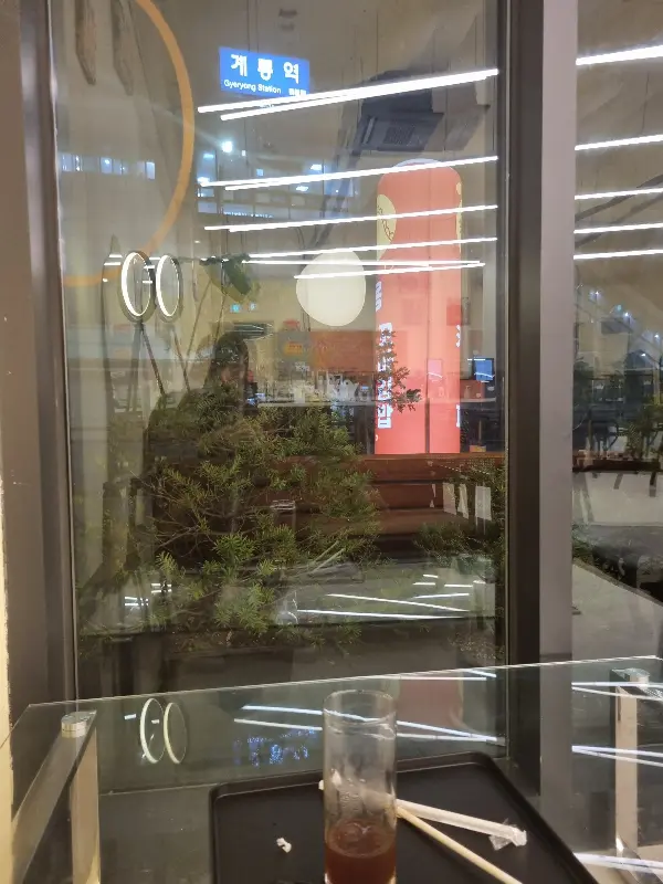 용커피 창밖 풍경