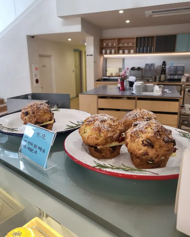 쇼케이스 안에 진열된 스콘