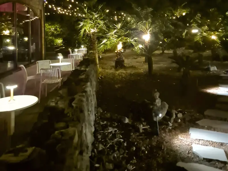 밤에 찍은 별돈별 야외 정원